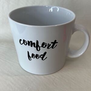 Souper Mug Comfort Food Large 24 Ounces White Black Lettering Handle Coffee Soup